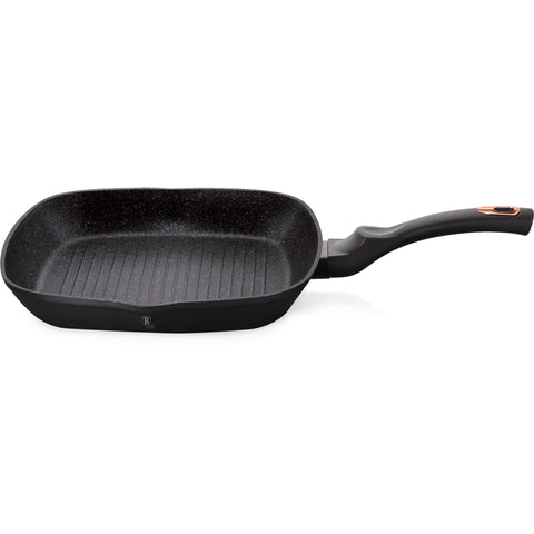 sartén, sartén para freír, sartén para parrilla, utensilios de cocina, cocinar, sartén para parrilla de 28 cm, negro/oro rosa, BH/1953,BH/1636N