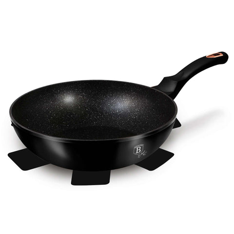 wok, utensilios de cocina, cocinar, wok de 28 cm, negro/oro rosa, RENEW, BH/1638N, BH/1638NPR