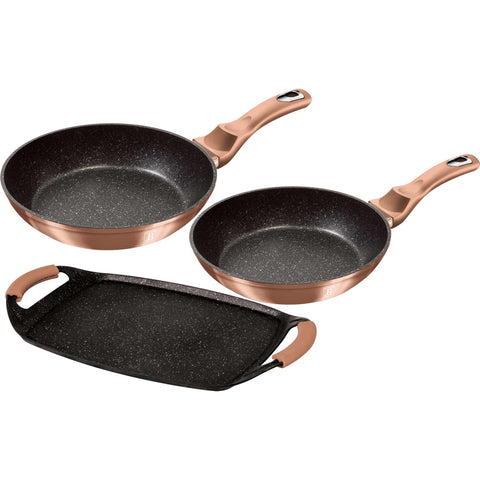 BH/1669, Juego de sartenes y parrilla (3+2 piezas), oro rosa, juego de sartenes (3+2 piezas), sartén, juego de sartenes, sartén, juego de sartenes, parrilla, utensilios de cocina, cocina, sartenes, juego de sartenes