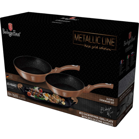  BH/1669, Juego de sartenes y parrilla (3+2 piezas), oro rosa, juego de sartenes (3+2 piezas), sartén, juego de sartenes, sartén, juego de sartenes, parrilla, utensilios de cocina, cocina, sartenes, juego de sartenes