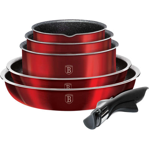 BH/1674, juego de utensilios de cocina de 12 piezas, burdeos, rojo, juego de utensilios de cocina de 12 piezas a., mango de clic, utensilios de cocina inteligentes, juego de utensilios de cocina, ollas y sartenes, juego de ollas y sartenes, juego, clic, cocina, utensilios de cocina, ollas y cazuelas