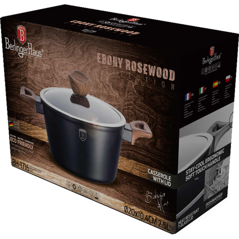  BH/1716, Cacerola con tapa 20cm, Palisandro, Negro, Cacerola 20 cm, Cacerola, Olla, Cacerola con tapa, Batería de cocina, Cocina, Ollas y cazuelas