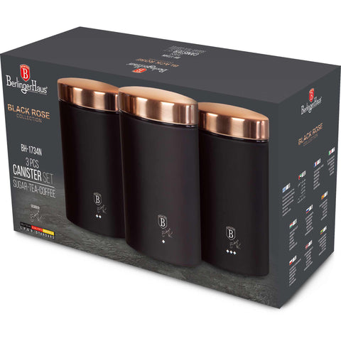  BH/1734N,BH/1734,Juego de 3 botes,Negro,Oro rosa,juego de botes a.,juego de botes,botes de cocina,contenedores de almacenamiento,Almacenamiento de alimentos,Bote