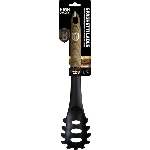 Product image of Spaghetti spoon. Part of the Ebony Maple Collection . Features: • Material: nylon • Color: black- ebony maple REGISTERED DESIGN BY BERLINGER HAUS!. (Studio view). Official Berlinger Haus product, boosted by Promintra sl.