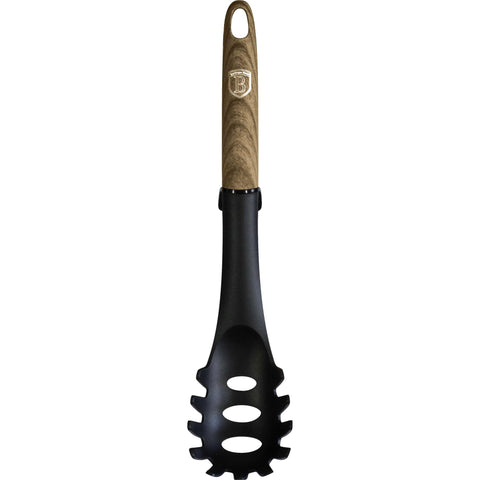 Product image of Spaghetti spoon. Part of the Ebony Maple Collection . Features: • Material: nylon • Color: black- ebony maple REGISTERED DESIGN BY BERLINGER HAUS!. (Studio view). Official Berlinger Haus product, boosted by Promintra sl.