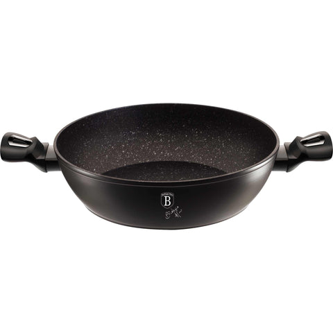 BH/1850, Olla baja con tapa de 28 cm, Negra, Plateada, Olla baja de 28 cm, Olla baja, Olla baja con tapa, Olla, Utensilios de cocina, Cocina, Ollas y cazuelas