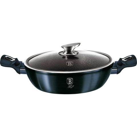  BH/1877, Olla baja con tapa de 28 cm, Aguamarina, Azul, Olla baja de 28 cm, Olla baja, Olla baja con tapa, Olla, Utensilios de cocina, Cocina, Ollas y cazuelas