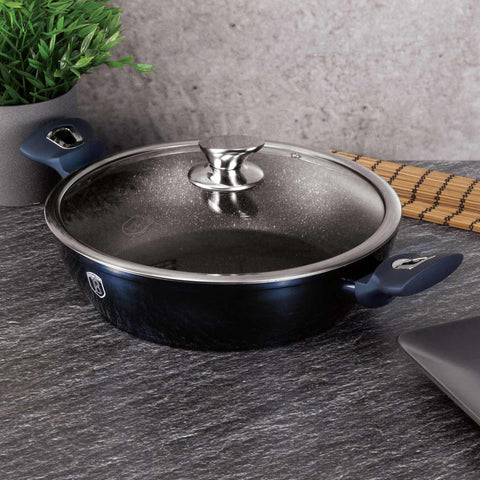  BH/1877, Olla baja con tapa de 28 cm, Aguamarina, Azul, Olla baja de 28 cm, Olla baja, Olla baja con tapa, Olla, Utensilios de cocina, Cocina, Ollas y cazuelas