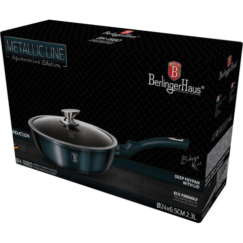  BH/1880, Sartén honda con tapa 24cm, Aguamarina, Azul, Sartén honda 24 cm, Sartén, Sartén honda, Sartén honda con tapa, Sartén, Batería de cocina, Cocina, Sartenes