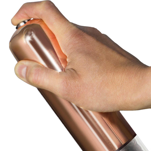 Product image of Electric pepper and salt mill 2pcs set. Part of the Metallic Line Rose Gold Edition . Features: • Material: stainless steel with CERAMIC grinder • Batteries: 4 pcs AA (not inc.) • WITH LIGHT • Color: rose gold • 2 pcs set. (Conceptual view). Official Berlinger Haus product, boosted by Promintra sl.