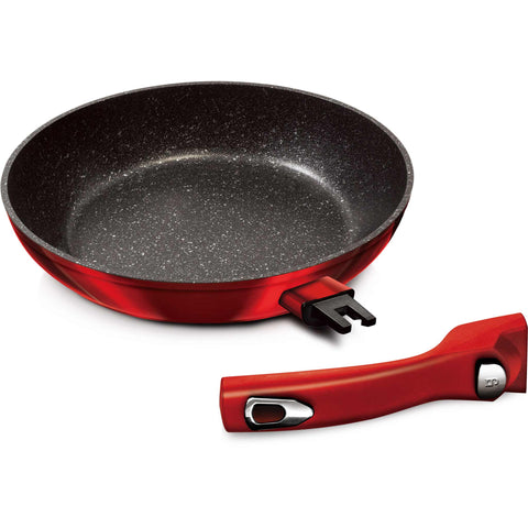 Sartén, sartén, utensilios de cocina, cocinar, mango desmontable, utensilios de cocina inteligentes, sartén de 28 cm, burdeos/rojo, BH/1253N, BH/1946