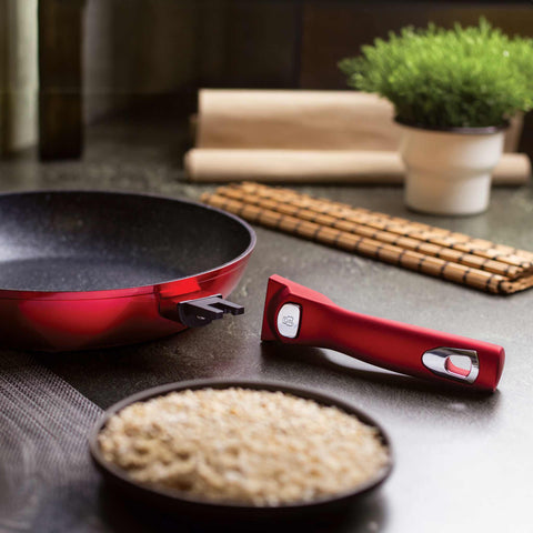 Sartén, sartén, utensilios de cocina, cocinar, mango desmontable, utensilios de cocina inteligentes, sartén de 28 cm, burdeos/rojo, BH/1253N, BH/1946