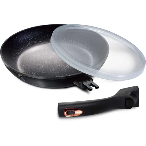 sartén, sartén, utensilios de cocina, cocinar, mango desmontable, utensilios de cocina inteligentes, sartén de 24 cm, negro/oro rosa, BH/1951NO-6 BH/1634N, BH/1951