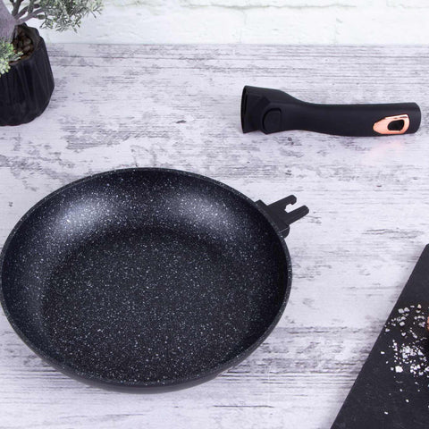 BH/1951, BH/1951NO-6, BH/1634N, Sartén de 24 cm con mango desmontable, Negro, Oro rosa, Sartén de 24 cm, Mango desmontable, Batería de cocina inteligente, Sartén, Batería de cocina, Cocina, Sartenes, Sartén con mango desmontable