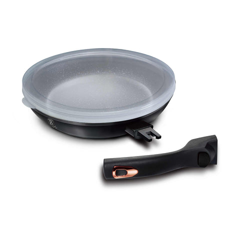 sartén, sartén, utensilios de cocina, cocinar, mango desmontable, utensilios de cocina inteligentes, sartén de 24 cm, negro/oro rosa, BH/1951NO-6 BH/1634N, BH/1951