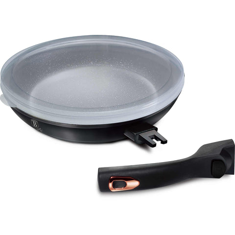 sartén, sartén, utensilios de cocina, cocinar, mango desmontable, utensilios de cocina inteligentes, sartén de 24 cm, negro/oro rosa, BH/1951NO-6 BH/1634N, BH/1951