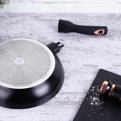  BH/1952, BH/1952NO-6, BH/1635N, Sartén de 28 cm con mango desmontable, Negro, Oro rosa, Sartén de 28 cm, Mango desmontable, Batería de cocina inteligente, Sartén, Batería de cocina, Cocina, Sartenes, Sartén con mango desmontable