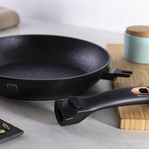  BH/1952, BH/1952NO-6, BH/1635N, Sartén de 28 cm con mango desmontable, Negro, Oro rosa, Sartén de 28 cm, Mango desmontable, Batería de cocina inteligente, Sartén, Batería de cocina, Cocina, Sartenes, Sartén con mango desmontable