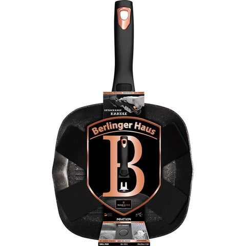  BH/1953,BH/1636N,Sartén grill de 28 cm con mango desmontable,Negro,Oro rosa,Sartén grill de 28 cm,mango desmontable,sartén,sartén,parrilla,utensilios de cocina,cocinar,Sartenes,Sartén con mango desmontable