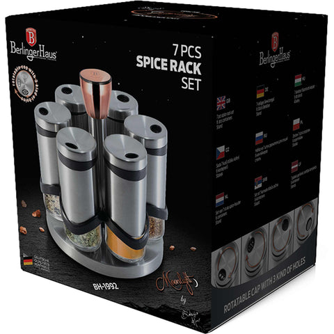  BH/1992, juego de 7 especieros de acero inoxidable, juego de 7 especieros de acero inoxidable, salero y pimentero, especiero