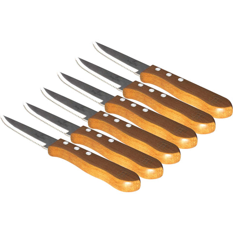 Juego de cuchillos para carne, cuchillos para carne, mango de madera, juego de 6 cuchillos para carne, blíster, madera, RENEW, BH/2106A, BH/2106AN