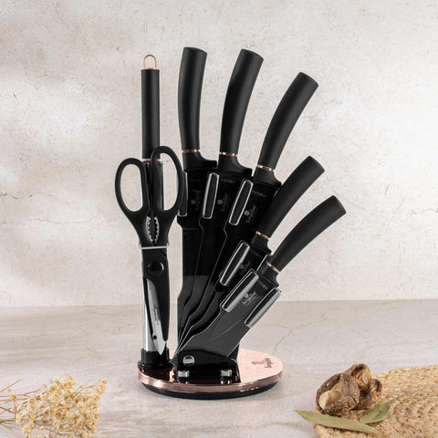  BH/2421N,BH/2692,BH/2421,Juego de cuchillos de 8 piezas con soporte de acrílico,Negro,Oro rosa,T3: Juego de cuchillos de 8 piezas con soporte de acrílico a.,juego de cuchillos,cuchillos,cuchillo,soporte de acrílico,soporte,Cuchillos y herramientas de corte