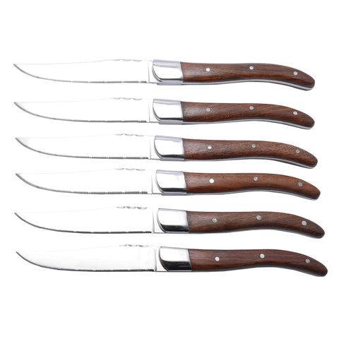  BH/2439, juego de 6 cuchillos para carne con mango de palisandro, palisandro, juego de 6 cuchillos para carne, juego de cuchillos para carne, cuchillos para carne, mango de madera, cuchillos y herramientas de corte, cuchillo para carne