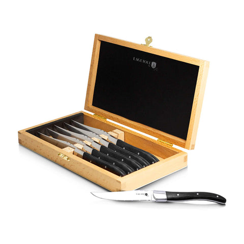  BH/2469, juego de 6 cuchillos para carne con mango de madera negra, madera negra, juego de 6 cuchillos para carne, juego de cuchillos para carne, cuchillos para carne, mango de madera, cuchillos y herramientas de corte, cuchillo para carne