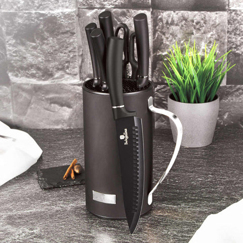 Set De 7 Cuchillos Con Soporte De Acero Inoxidable