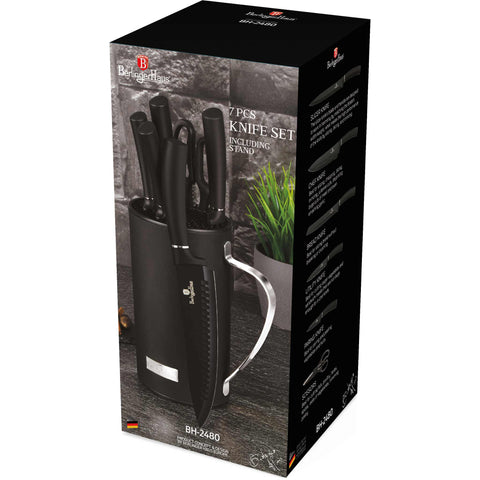 Set De 7 Cuchillos Con Soporte De Acero Inoxidable