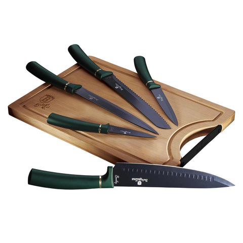  BH/2551A,BH/2706,Juego de cuchillos de 6 piezas con tabla de cortar de bambú,Esmeralda,Verde,T3: Juego de cuchillos de 6 piezas con tabla de cortar de bambú a.,juego de cuchillos,cuchillos,cuchillo,tabla de cortar,bambú,Cuchillos y herramientas de corte