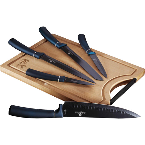 6-piece knife set with bamboo cutting board