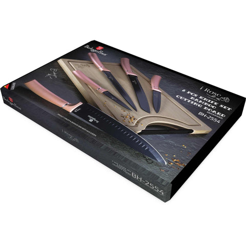 BH/2554,BH/2554A,BH/2710,Juego de cuchillos de 6 piezas con tabla de cortar de bambú,Rosa,T3: Juego de cuchillos de 6 piezas con tabla de cortar de bambú a.,juego de cuchillos,cuchillos,cuchillo,tabla de cortar,bambú,Cuchillos y herramientas de corte