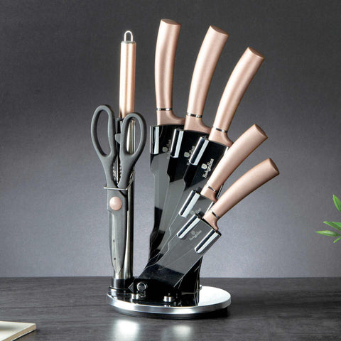  BH/2561N,BH/2691,BH/2691_OR,BH/2561,Juego de cuchillos de 8 piezas con soporte de acrílico,Oro rosa,T3: Juego de cuchillos de 8 piezas con soporte de acrílico a.,juego de cuchillos,cuchillos,cuchillo,soporte de acrílico,soporte,Cuchillos y herramientas de corte