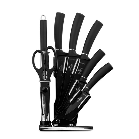 BH/2565N,BH/2693,BH/2565,Juego de cuchillos de 8 piezas con soporte de acrílico,Negro,Plateado,T3: Juego de cuchillos de 8 piezas con soporte de acrílico a.,juego de cuchillos,cuchillos,cuchillo,soporte de acrílico,soporte,Cuchillos y herramientas de corte