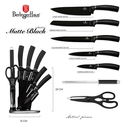 BH/2565N,BH/2693,BH/2565,Juego de cuchillos de 8 piezas con soporte de acrílico,Negro,Plateado,T3: Juego de cuchillos de 8 piezas con soporte de acrílico a.,juego de cuchillos,cuchillos,cuchillo,soporte de acrílico,soporte,Cuchillos y herramientas de corte