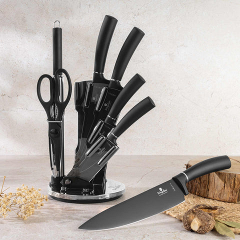 BH/2565N,BH/2693,BH/2565,Juego de cuchillos de 8 piezas con soporte de acrílico,Negro,Plateado,T3: Juego de cuchillos de 8 piezas con soporte de acrílico a.,juego de cuchillos,cuchillos,cuchillo,soporte de acrílico,soporte,Cuchillos y herramientas de corte