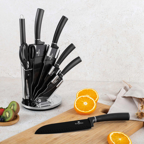 BH/2565N,BH/2693,BH/2565,Juego de cuchillos de 8 piezas con soporte de acrílico,Negro,Plateado,T3: Juego de cuchillos de 8 piezas con soporte de acrílico a.,juego de cuchillos,cuchillos,cuchillo,soporte de acrílico,soporte,Cuchillos y herramientas de corte