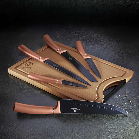  BH/2575AN,BH/2707,BH/2575,Juego de cuchillos de 6 piezas con tabla de cortar de bambú,Oro rosa,T3: Juego de cuchillos de 6 piezas con tabla de cortar de bambú a.,juego de cuchillos,cuchillos,cuchillo,tabla de cortar,bambú,Cuchillos y herramientas de corte