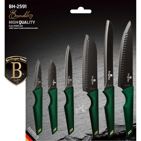  BH/2591,BH/2511,BH/2511A, juego de cuchillos de 6 piezas, esmeralda, verde, T4: juego de cuchillos de 6 piezas d., blíster, juego de cuchillos, cuchillos, cuchillo, cuchillos y herramientas de corte