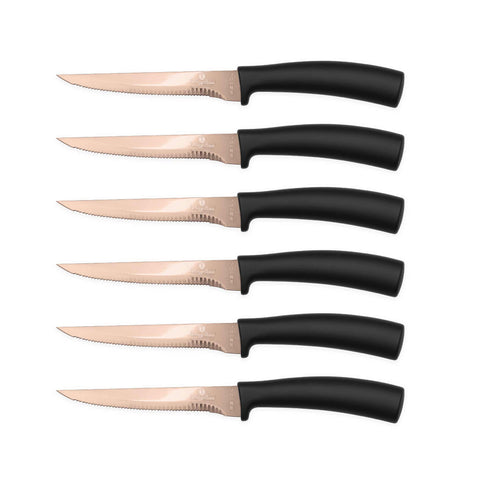  BH/2613, BH/2650, juego de 6 cuchillos para carne, oro rosa, T4: juego de 6 cuchillos para carne, blíster, juego de cuchillos para carne, cuchillos para carne, cuchillos y herramientas de corte, cuchillo para carne
