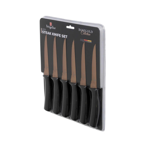  BH/2613, BH/2650, juego de 6 cuchillos para carne, oro rosa, T4: juego de 6 cuchillos para carne, blíster, juego de cuchillos para carne, cuchillos para carne, cuchillos y herramientas de corte, cuchillo para carne