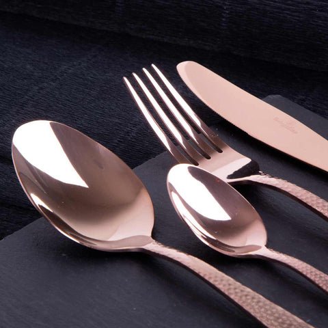 BH/2617NA, juego de cubiertos de 24 piezas con recubrimiento PVD de oro rosa pulido espejo, oro rosa, juego de cubiertos de 24 piezas, juego de cubiertos, cubiertos, espejo, vajilla