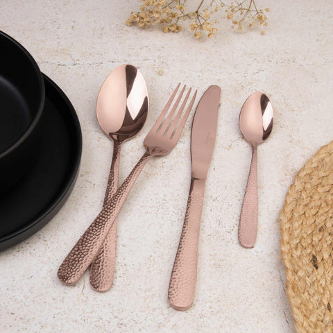  BH/2619NA, juego de cubiertos de 24 piezas con recubrimiento PVD de oro rosa pulido espejo, oro rosa, juego de cubiertos de 24 piezas, juego de cubiertos, cubiertos, espejo, vajilla