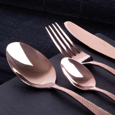  BH/2619NA, juego de cubiertos de 24 piezas con recubrimiento PVD de oro rosa pulido espejo, oro rosa, juego de cubiertos de 24 piezas, juego de cubiertos, cubiertos, espejo, vajilla