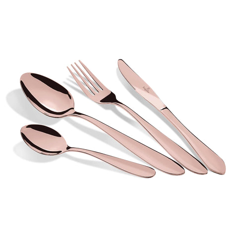  BH/2623A, juego de cubiertos de 24 piezas con recubrimiento PVD de oro rosa pulido espejo, oro rosa, juego de cubiertos de 24 piezas, juego de cubiertos, cubiertos, espejo, vajilla