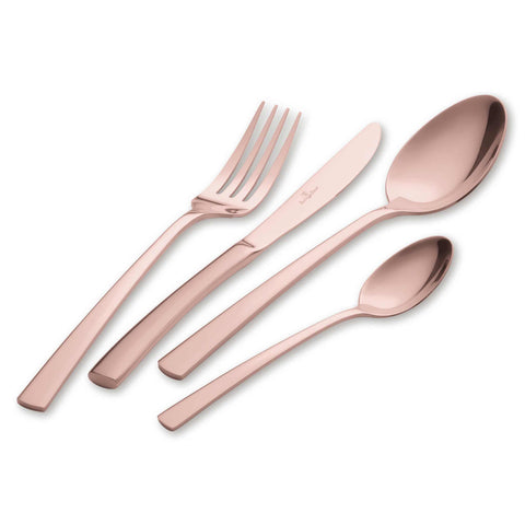  BH/2637A, juego de cubiertos de 24 piezas con recubrimiento PVD de oro rosa pulido espejo, oro rosa, juego de cubiertos de 24 piezas, juego de cubiertos, cubiertos, espejo, vajilla