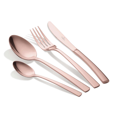  BH/2637A, juego de cubiertos de 24 piezas con recubrimiento PVD de oro rosa pulido espejo, oro rosa, juego de cubiertos de 24 piezas, juego de cubiertos, cubiertos, espejo, vajilla