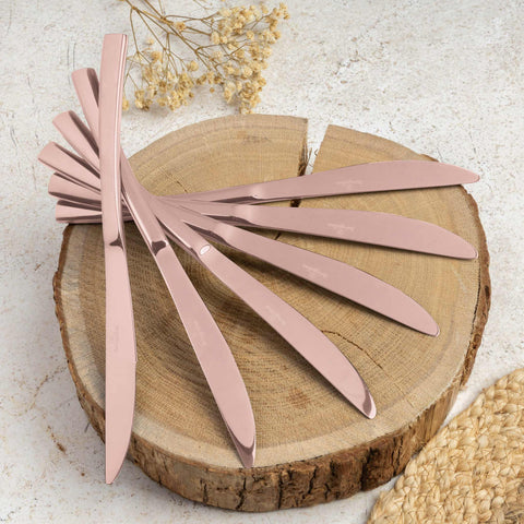  BH/2637A, juego de cubiertos de 24 piezas con recubrimiento PVD de oro rosa pulido espejo, oro rosa, juego de cubiertos de 24 piezas, juego de cubiertos, cubiertos, espejo, vajilla