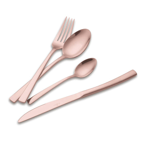 BH/2638A, juego de cubiertos de 16 piezas con recubrimiento PVD de oro rosa pulido espejo, oro rosa, juego de cubiertos de 16 piezas, juego de cubiertos, cubiertos, espejo, vajilla